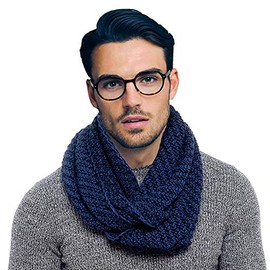 i-Smalls Mens Boys Zane Thick Cable Knit Winter Snood Scarf Neckwarmer (One Size) Navy