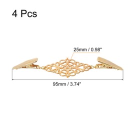 QUARKZMAN Pack of 4 Gold Retro Collar Clips for Cardigans Shirt Clips Dresses Clip Shawl Clips for Women, Zinc
