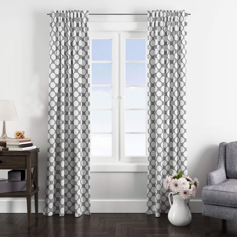 Bacati - Large Dots Single Curtain Panel (Grey)