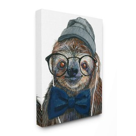 Stupell Industries Modern Sloth Funny Animal Portrait Drawing Canvas Wall Art, Multi-Color