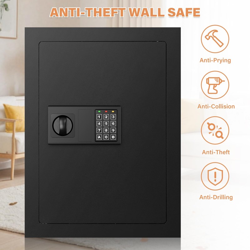 33.46" Tall Fireproof Wall Safes Between the Studs 16" Centers,