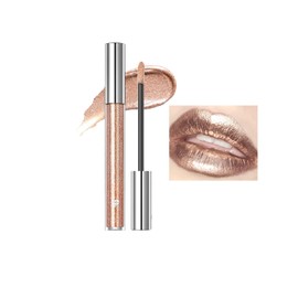 Hppsctink Flüssiger Lippenstift, 2.4g Antihaft-Lipgloss, Langanhaltende Farbe, Schimmernde Lippenstifte, Sonnenuntergang Golden,Lipsticks