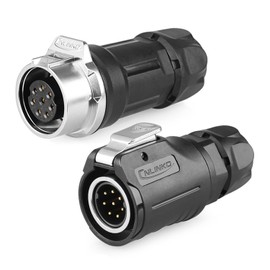 CNLINKO LP-16 8 PIN Industrial Waterproof Connector, IP68 Circular Connector, PBT Plastic Shell Quick Plug Aviation Connector M16 Male Plug and Female Plug (8 Pin）