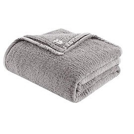 Woolrich Burlington Berber Blanket Super Soft, Cozy Lightweight Cover with Luxrurious Velvet Binding, Modern Trendy All Season Bedspread Bedding-Set, Full/Queen: 90x90, Grey