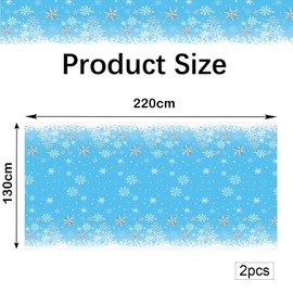 Mienocol Pack of 10 Christmas Tablecloths, 137 x 274 cm, 2 Pieces Christmas Party Tablecloth, 130 cm x 220 cm, Blue Snowflower, Christmas, Rectangular, Disposable Tablecloth