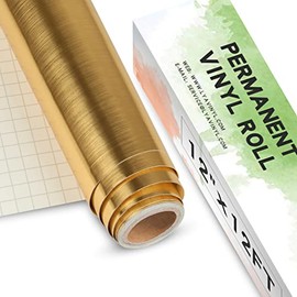 Brushed Gold Permanent Vinyl Roll 12" x 12FT - Lya Vinyl Metallic Outdoor Permanent Vinyl for Cricut - Adhesive Vinyl Roll for Home Decor, Party Decoration, Mug, Window