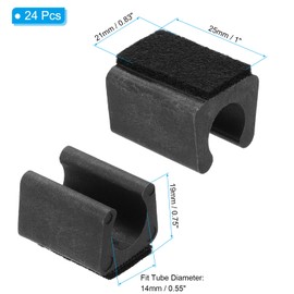 PATIKIL 24pcs Rectangle Chair Leg Cover with Felt Pad, 14mm Slide Smoothly No Scratches No Noise Furniture Feet Hardwood Protectors Tips Floor Glides Tubing Caps for Office,Black Black