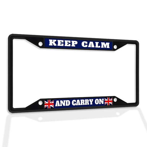 Fastasticdeals Metal Insert License Plate Frame Keep Calm and Carry