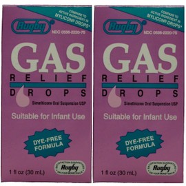 Newborns, Infants & Children Gas Relief Simethicone 20 mg/0.3ml Drops Dye Free Generic for Mylicon 1 oz (30ML) 2 PACK Total 2 oz