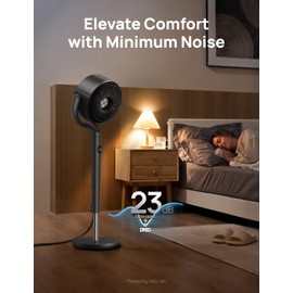 Dreo Fan for Bedroom, 120° Oscillating Standing Fans,Quiet Floor Fan with DC Motor, 85ft Pedestal Fans for Room,8 Speeds, 3 modes, 20dB, 120° Manual Vertical, 35-40" Adjustable Height, 8H Timer,Grey