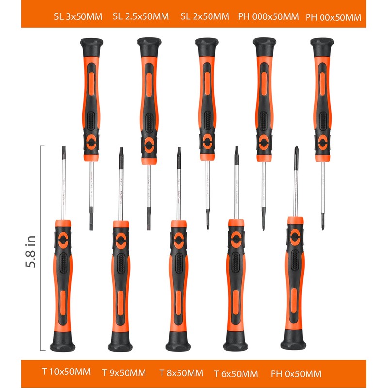 DIFFLIFE Screwdrivers Set with Case, 120-piece Includes Slotted, Phillips, Hex,