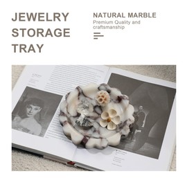 SZGYCSM Marble Jewelry Tray, Catchall Bowl for Rings & Keys - Vanity Organizer with Natural Stone Design, Home Decor