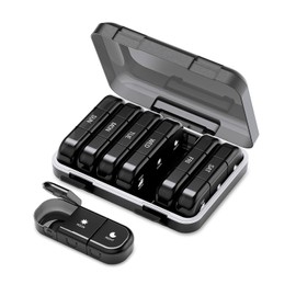 ONTERATE Weekly Pill Organiser 3 Times a Day, Large Pill Box 7 Days, Portable Moisture Proof Pill Case 21 Compartments, Travel Pill Container for Vitamins Fish Oil Supplements (Black)