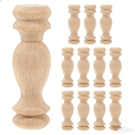 12pcs Wooden Spindles for Crafts, 2.36" Unfinished Wood Finials, Wood Spindles for Crafts, Woodworking, and Furniture Decoration