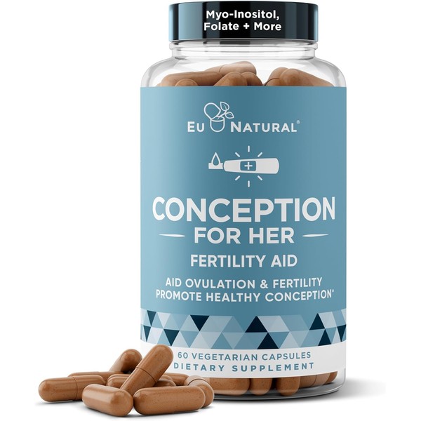 Conception Fertility Supplements for Women – Prenatal Vitamins – Promote Hormone Balance, Cycle Consistency, Aid Ovulation – Myo-Inositol, Folate, Folic Acid, Vitex – 60 Vegetarian Soft Capsules