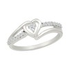 Sterling Silver Round Diamond Heart Promise Ring (1/10 cttw)Size 5