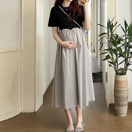 Mamkong Maternity Summer Dress for Pregnant Women Maternity Dress L