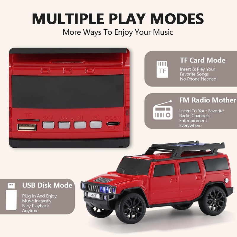 WSTER WS-696 Solar Off-Road SUV Bluetooth Speaker (Red)