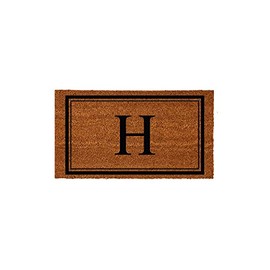 Evergreen Flag Monogram Letter H Entrance Doormat | 28 x 16 inches | Dirt Catching Natural Coir | All-Season | Non-Slip Backing | Indoor and Outdoor Home Decor