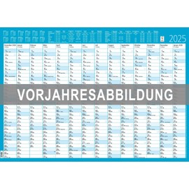 Jahresplaner 14 Monate foliert 2026 - Plakat-Kalender 86x61 cm - abwischbar - Ferienübersicht - Arbeitstagezählung - Zettler