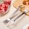 Watermelon Fork Slicer Cutter,Stainless Steel 2 in 1 Fruit Fork