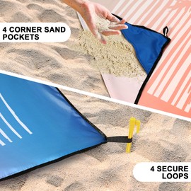 WIWIGO Beach Blanket Waterproof Sandproof Beach Mat 79" X 83" /10'x9'for 2-8 Adults Quick Drying Outdoor Picnic Mat Beach Accessories for Travel, Camping, Hiking