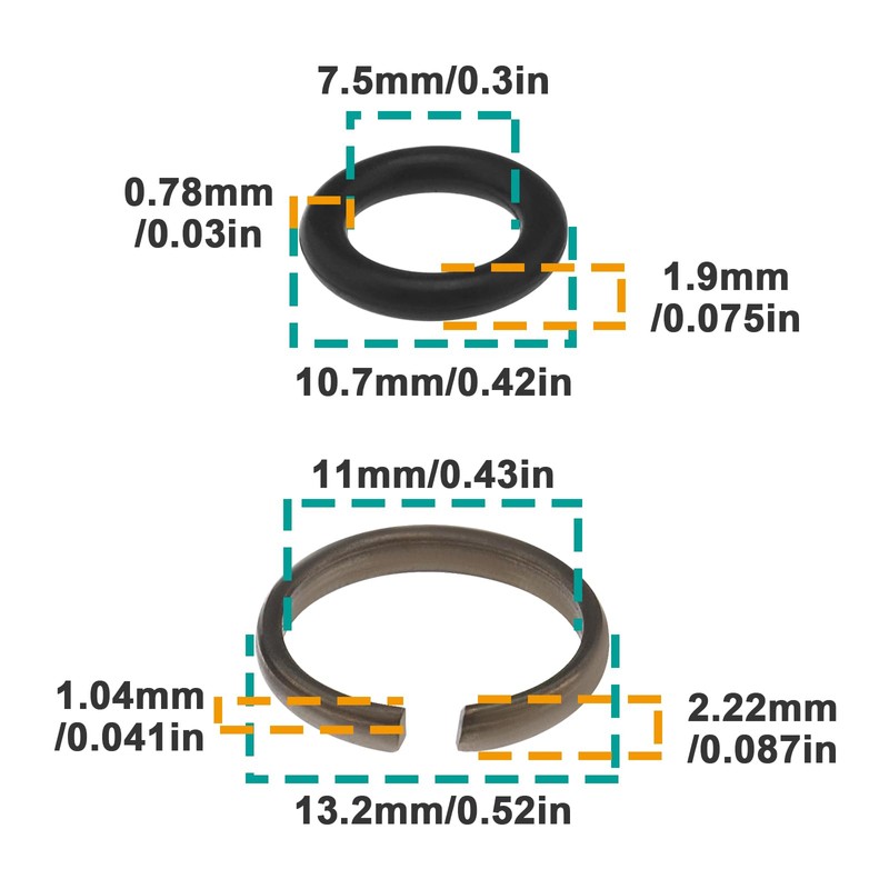 10 Sets Impact Wrench Socket Retaining Ring with O-Ring Suitable