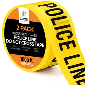 2pk Police Line Do Not Cross Tape Roll - 2 Rolls - 1000 Ft x 3 Inch Wide Each - Yellow Safety Tape for High Visibility Outdoor Warning, Flagging Construction Hazard, Crime Scene Barrier, Danger Zone