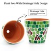 VOREEN Mosaic Terracotta Flower Pot with Ladybug Design, Drainage Hole,