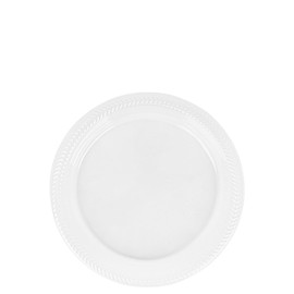 EcoQuality Disposable 7" inch Round Clear Plastic Plates - China Like Party Plates, Heavy Duty Disposable Salad Plates, Dessert Plate, Weddings, Serveware (120)