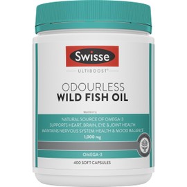 Swisse Ultiboost Odourless Wild Fish Oil - For Heart, Brain, Eye & Joint Health Support - 400 Capsules
