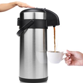 VONDIOR Airpot Coffee Dispenser with Pump - 176 oz Insulated Stainless Steel Coffee Carafe - Thermal Beverage Dispenser - Coffee Urn for Hot/Cold Water, Party Chocolate Drinks
