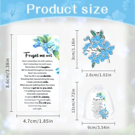 20Pcs Forget Me Not Pins Gifts Set, Celebration of Life Funeral Favors for Guest-Include Memorial Pins & Organza Bags & Forget Me Not Poem Cards