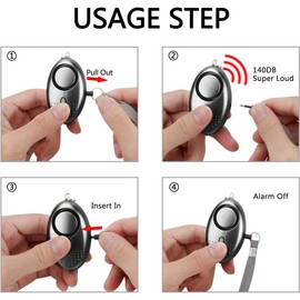 Personal Alarms For Women, Reusable Police Approved 140DB Loud Safety Rape Attack Alarm Keychain, Safety Siren with LED Torch Flash Light Key ring for Women Girls Kids Elderly (Black)