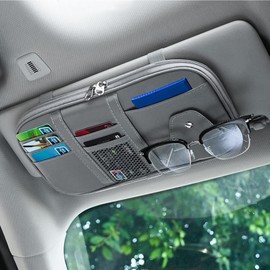 SUNTRADE Car Sun Visor Organizer,Auto Interior Accessories Pocket Organizer with Multi-Pocket Net Zipper (Gray)