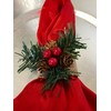 Set of 6-Christmas Napkin Ring-Burlap Christmas Napkin Holders with Pinecone