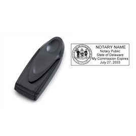 Hubco Black 9413 Mobile Pocket Delaware Notary Stamp with Delaware State Seal Image