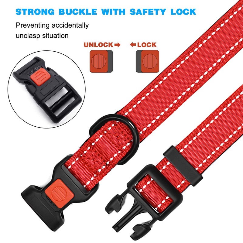 tobeDRI Reflective Nylon Dog Collar – Soft Neoprene Padded, Reflective