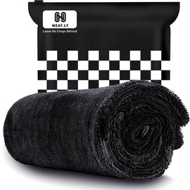 Largest Size 36''x28'' Car Drying Towel,1400GSM Ultra-Absorbent Microfiber Drying Towel for Automotive Detailing Vehicle Wash Kit:_Black-1300GSM
