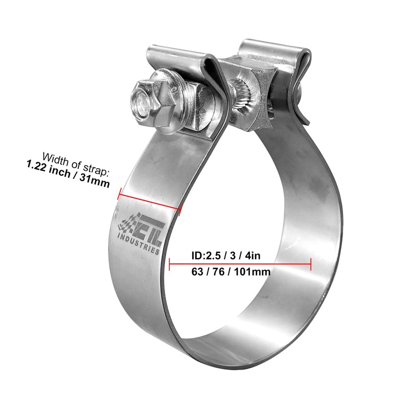 ETL INDUSTRIES 4 Inch Exhaust Clamp, Narrow Band 304 Stainless