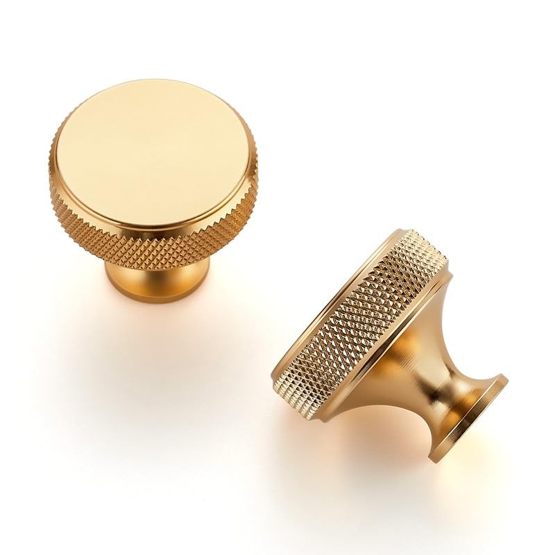 Ravinte 30 Pack Round Gold Knobs Knurled Single Hole Pulls