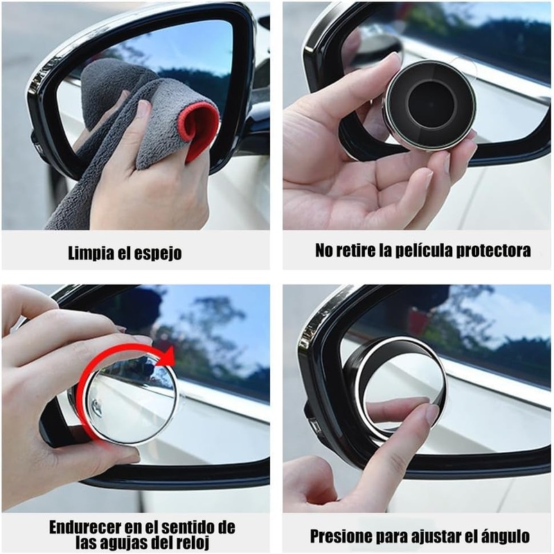 Wzenclave 2 Piezas Espejo Retrovisor Convexo para Punto Ciego para