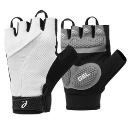 Elite Cycling Project Urban Cycling Gloves Fingerless Bike Gloves with 7mm Thick Gel Pads and Easy Off Finger Pulls (White, Large)