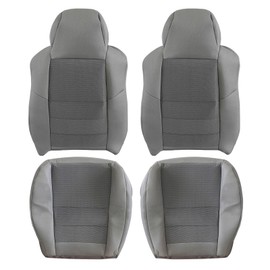 SecosAutoparts Front Driver & Passenger Side Bottom & Top Lean Back Replacement Cloth Seat Cover Med Flint Gray Compatible with Ford F250 F350 F450 F550 2003 2004 2005 2006 2007