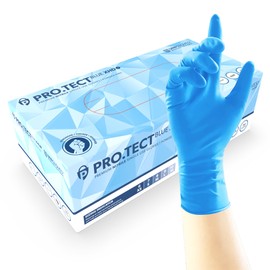 Unigloves PRO.TECT Blue XHD+ Nitrile Disposable Gloves - Ultra Heavy Duty, Single Use, Multipurpose, Powder Free Gloves - Box of 50 Gloves, Blue, Large (GA0104)