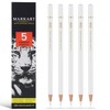 MARKART Professional White Charcoal Pencils Set, 5 Pieces Sketch Highlight