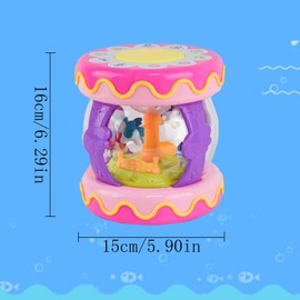 Drehender Projektor, Kikuo Leuchtspielzeug mit Musik/Licht, frühes Lernen Musikspielzeug Lernen Kriechen, Musikalisches Spielzeug für Kinder Kleinkind Krabbeln Lernen