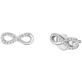Engelsrufer Infinity Stud Earrings for Women 925 Sterling Silver with 34 White Zirconia Size 12 mm