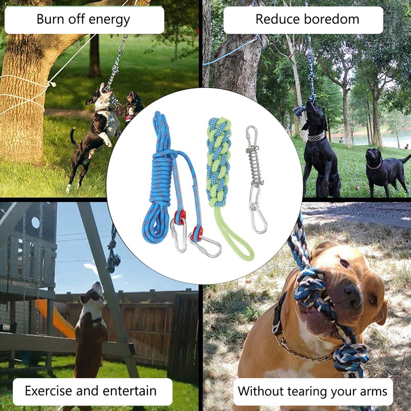 Spring Pole Dog Rope Toy Muscle Builder Interactive Dog Hanging