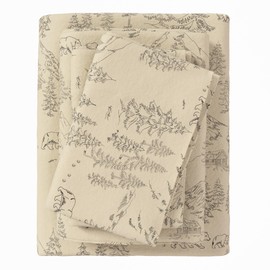 Great Bay Home Flannel Sheet Set Full Size - 100% Turkish Cotton, Double-Brushed, Printed Bed Sheets - Ultra-Soft, Cozy, 4-Piece Bedding Set (Bear Mountain)